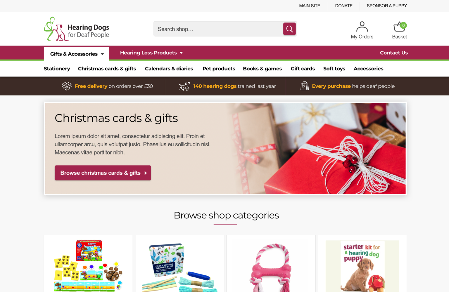 The Hearing Dogs homepage.