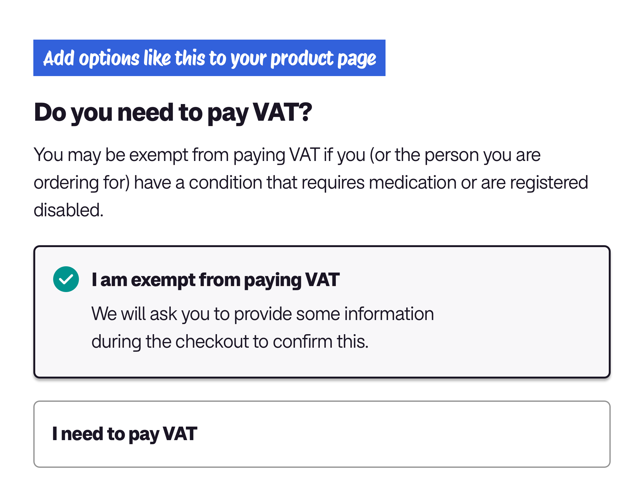 Variant option examples.