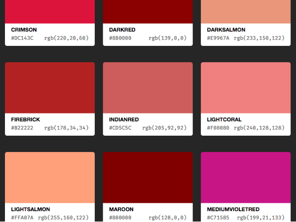 CSS Colour Names