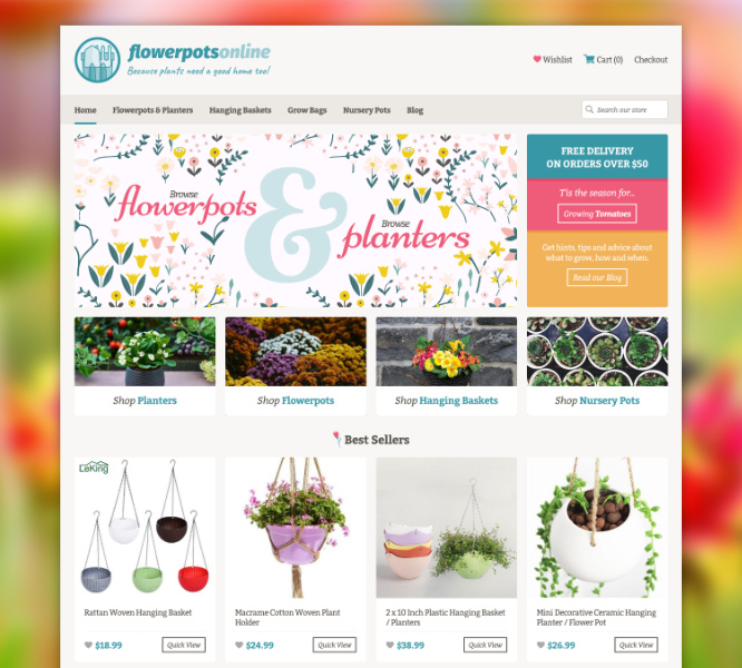 Flowerpots Online branding & web design